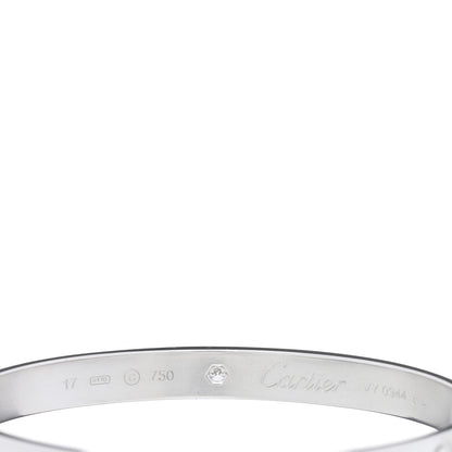 Cartier 18K White Gold 1 Diamond LOVE Cuff Bracelet 17 3 of 3