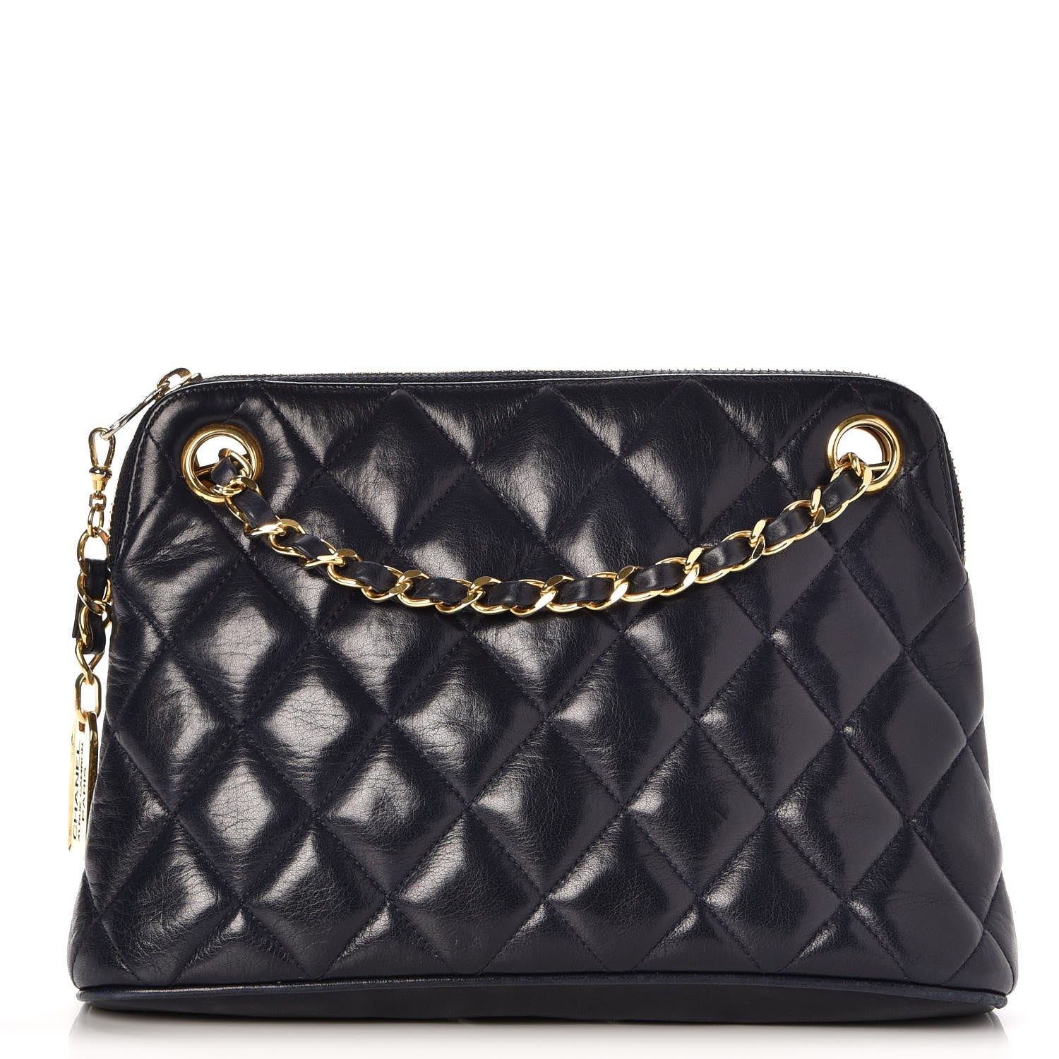 Chanel Lambskin Quilted Shoulder Bag Navy Blue 1 of 9