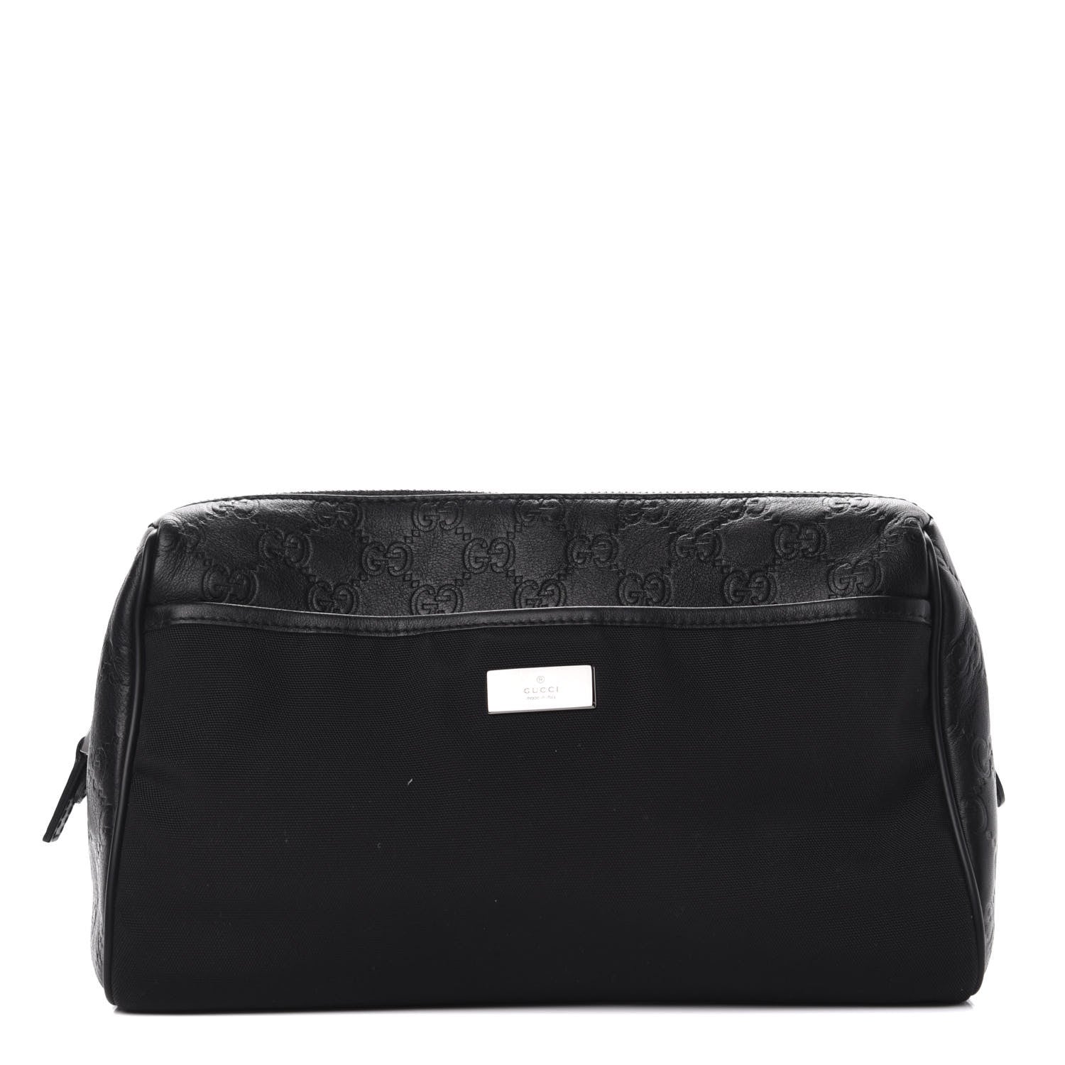 Gucci Nylon Guccissima Zip Top Pouch Black 1 of 7