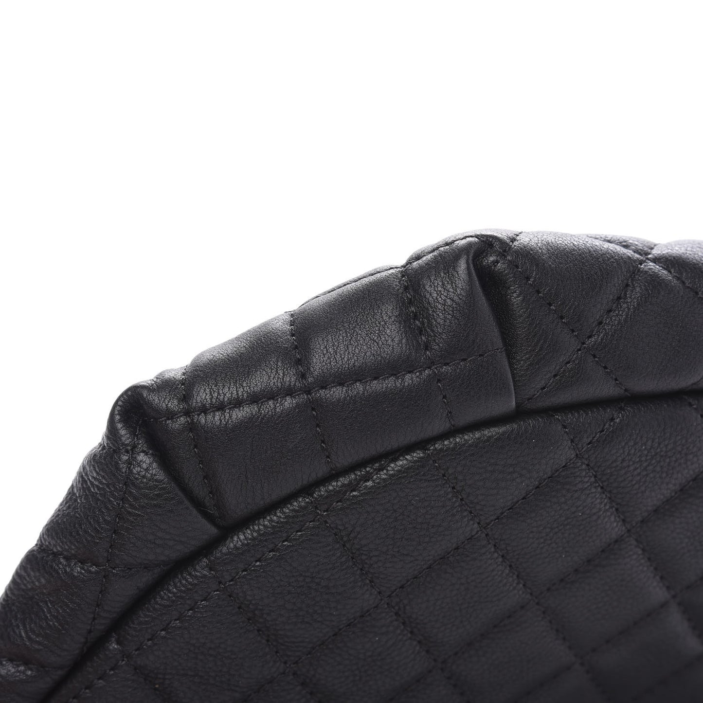 Calfskin Quilted Banane Waist Bag Fanny Pack Black