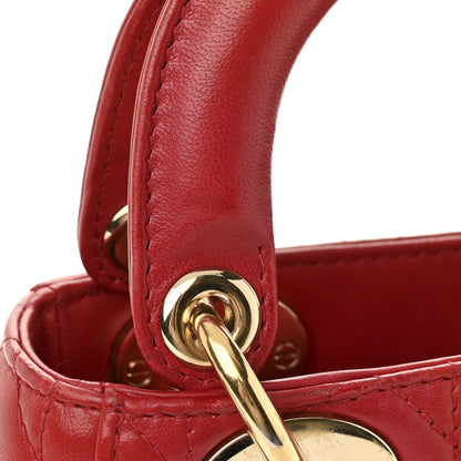 Christian Dior Lambskin Cannage Mini Lady Dior Red 13 of 15