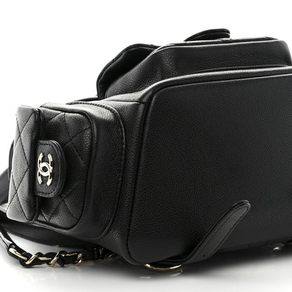 Chanel Shiny Caviar Quilted Small Pockets Drawstring Backpack Black 9 of 10