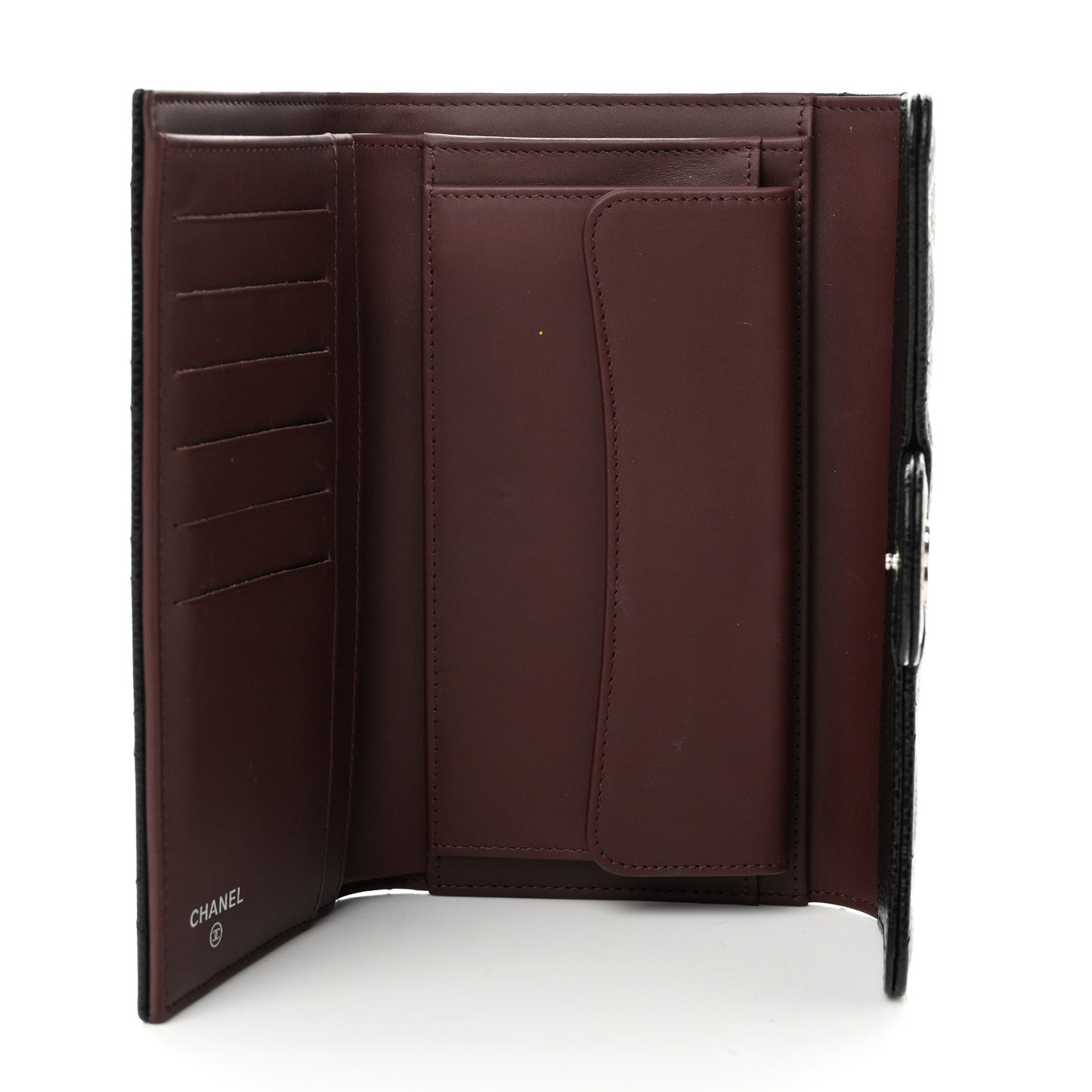 Caviar Quilted Large Flap Wallet Black