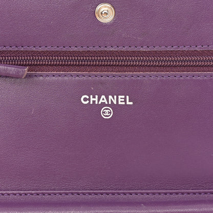 Chanel Patent Quilted Brilliant Wallet On Chain WOC Violet 6 of 13