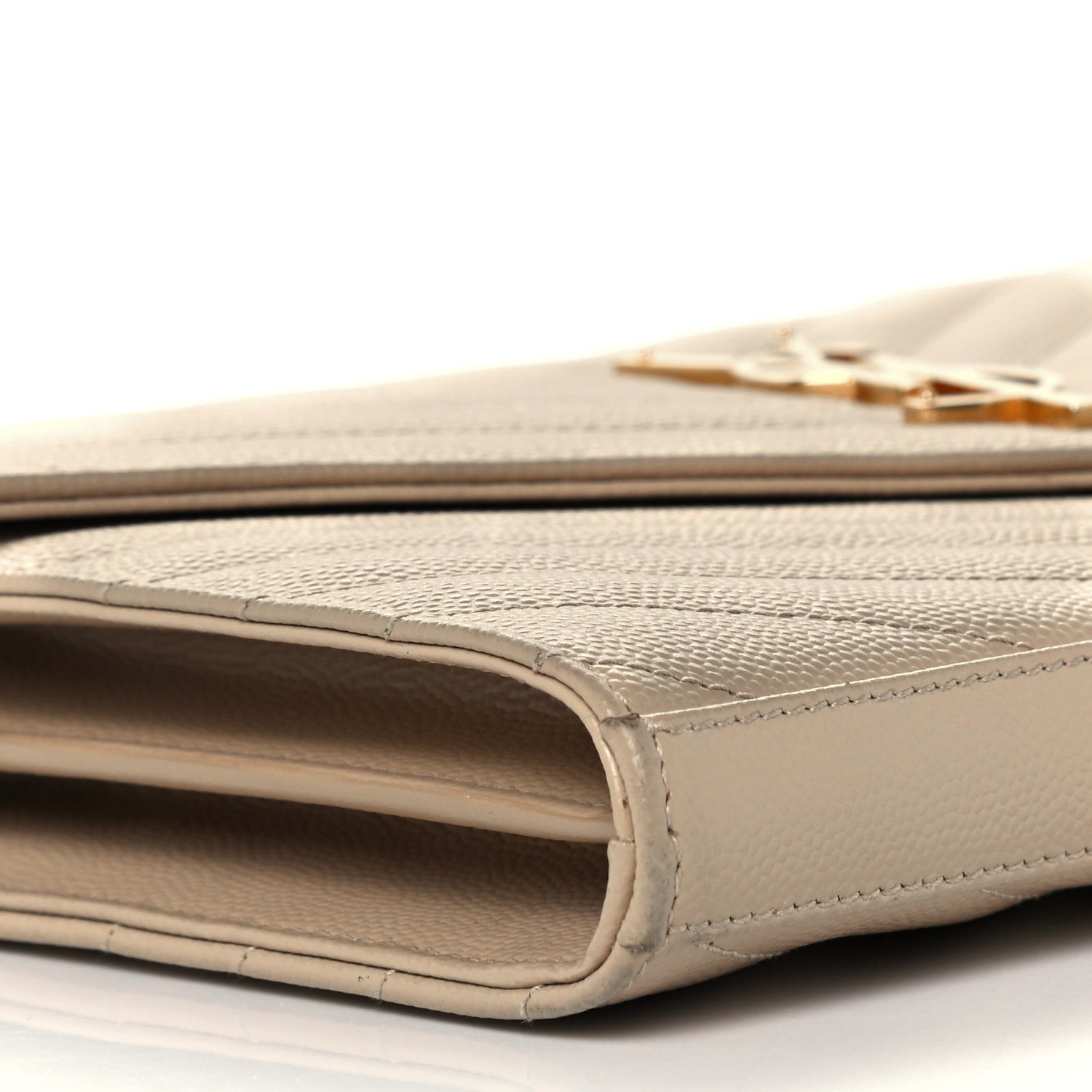 Saint Laurent Grain De Poudre Matelasse Chevron Monogram Chain Wallet Nude Powder 8 of 11