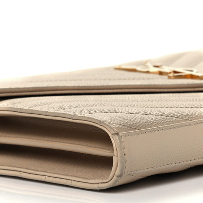 Saint Laurent Grain De Poudre Matelasse Chevron Monogram Chain Wallet Nude Powder 8 of 11