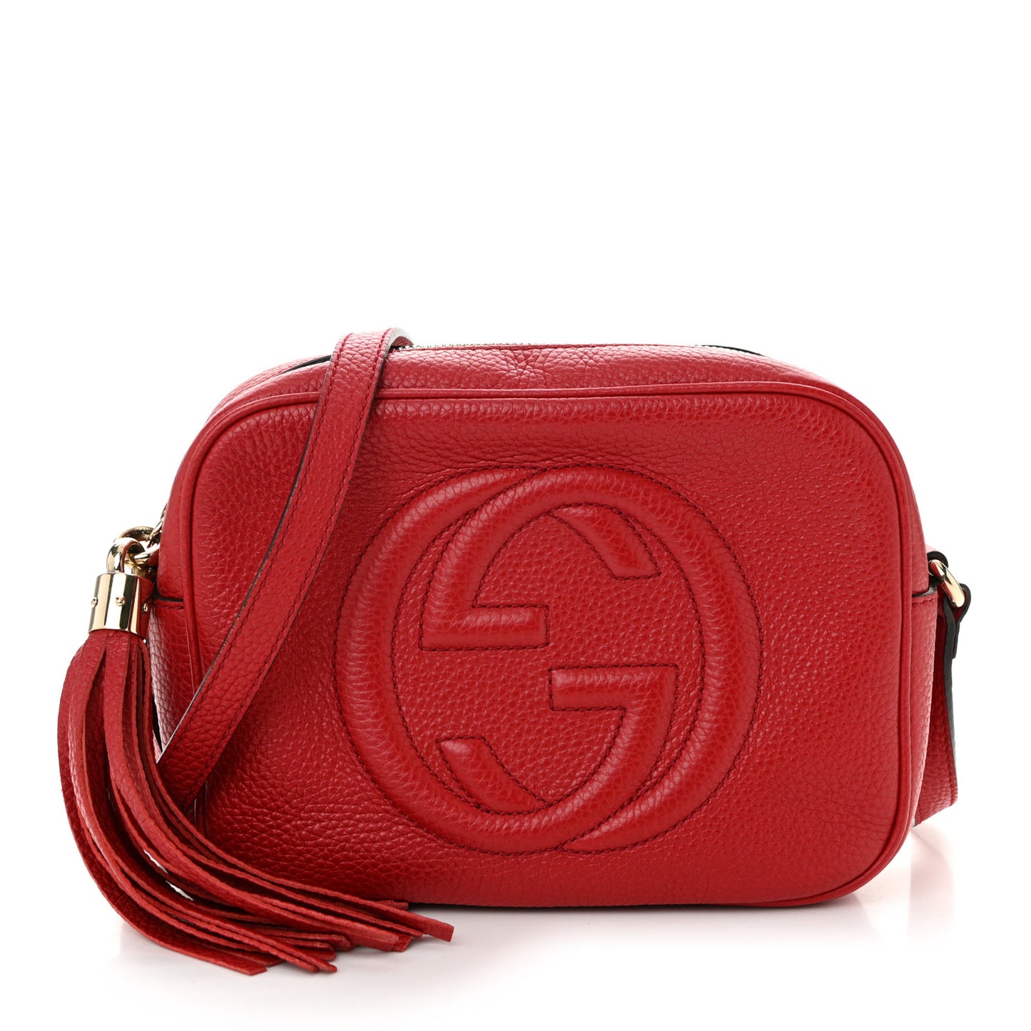 Pebbled Calfskin Small Soho Disco Bag Vibrant Red