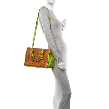 MCM Visetos Double Zip Tote Cognac Green 2 of 9