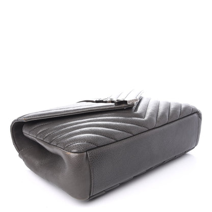 Saint Laurent Sheepskin Matelasse Chevron Monogram Medium College Bag Light Coal 3 of 8