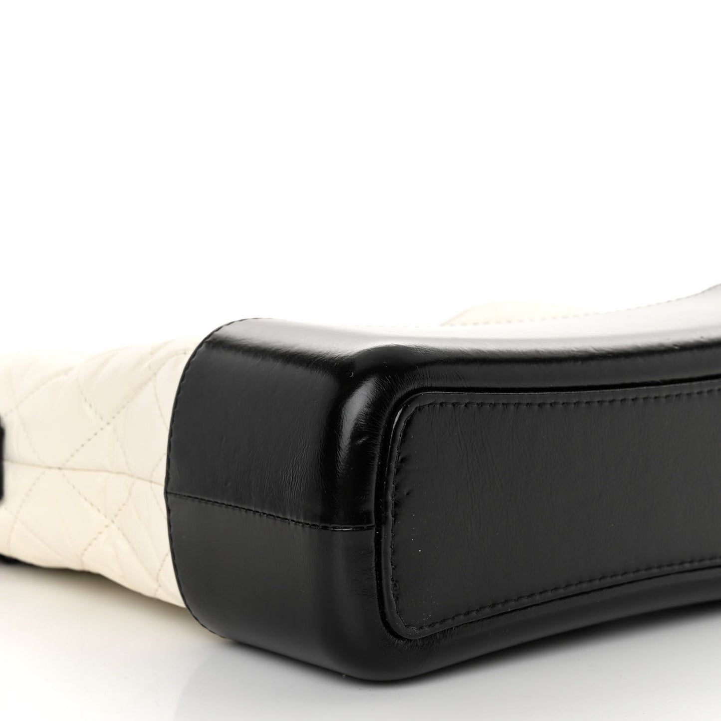 Aged Calfskin Quilted Medium Gabrielle Hobo Black White