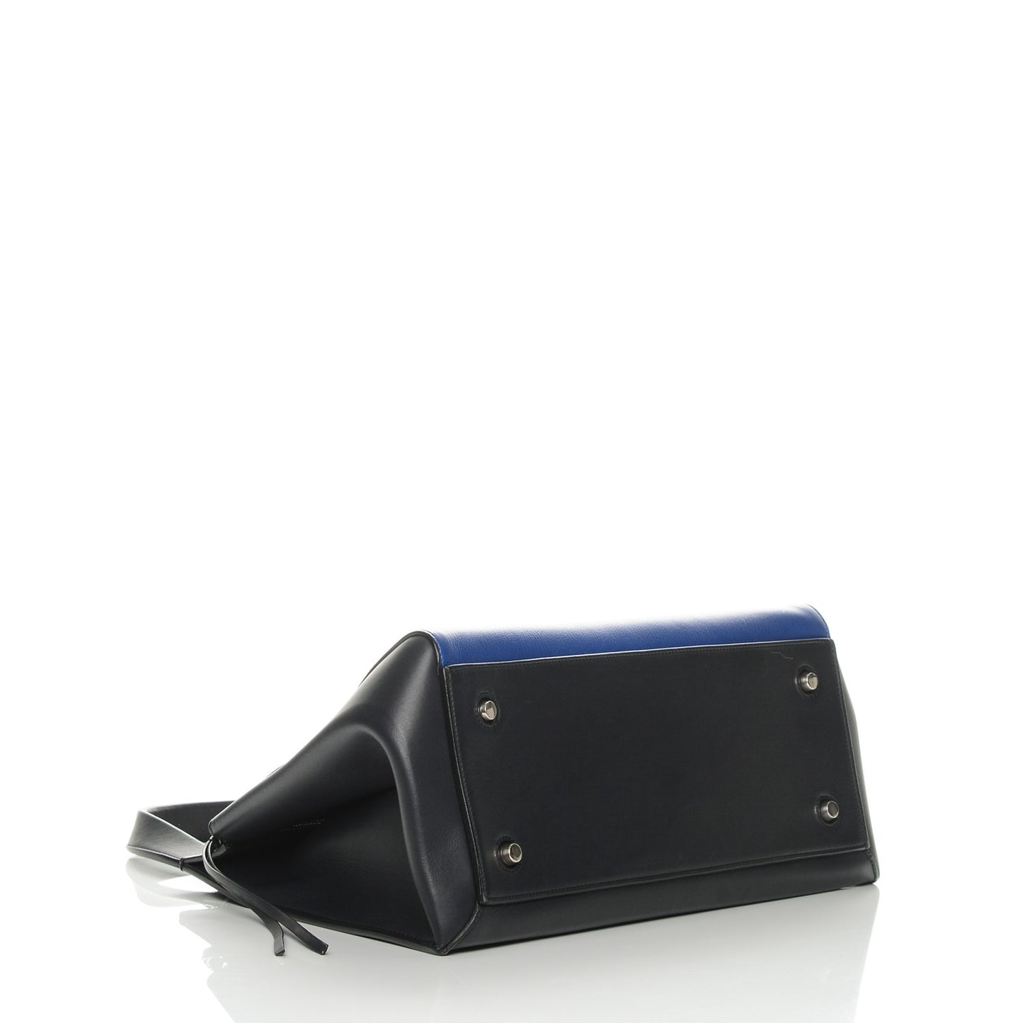 Grained Calfskin Medium Bi-Color Edge Shoulder Bag Indigo Black