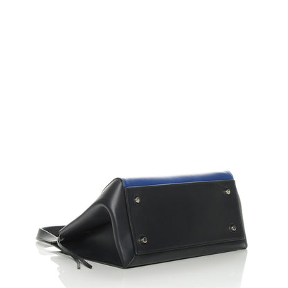 Celine Grained Calfskin Medium Bi-Color Edge Shoulder Bag Indigo Black 4 of 12