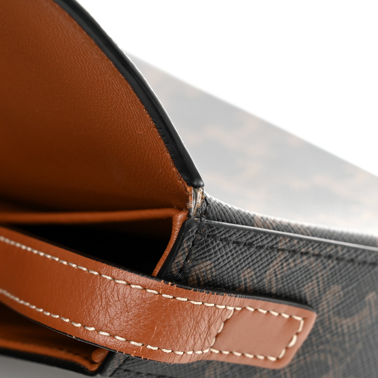 Celine Canvas Calfskin Triomphe Shoulder Bag Tan 10 of 11