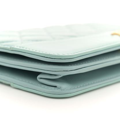 Chanel Aged Calfskin Quilted Gabrielle Wallet On Chain WOC Light Blue 9 of 12