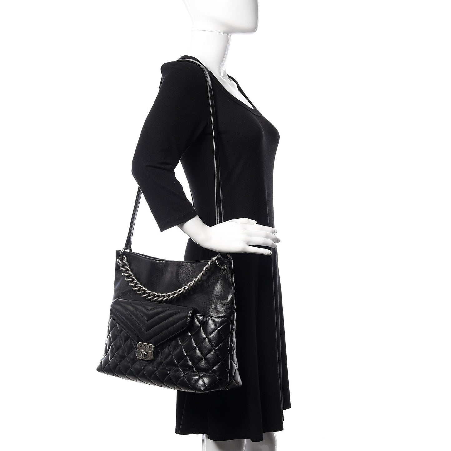 Aged Calfskin Quilted Mad About Quilting Hobo Black