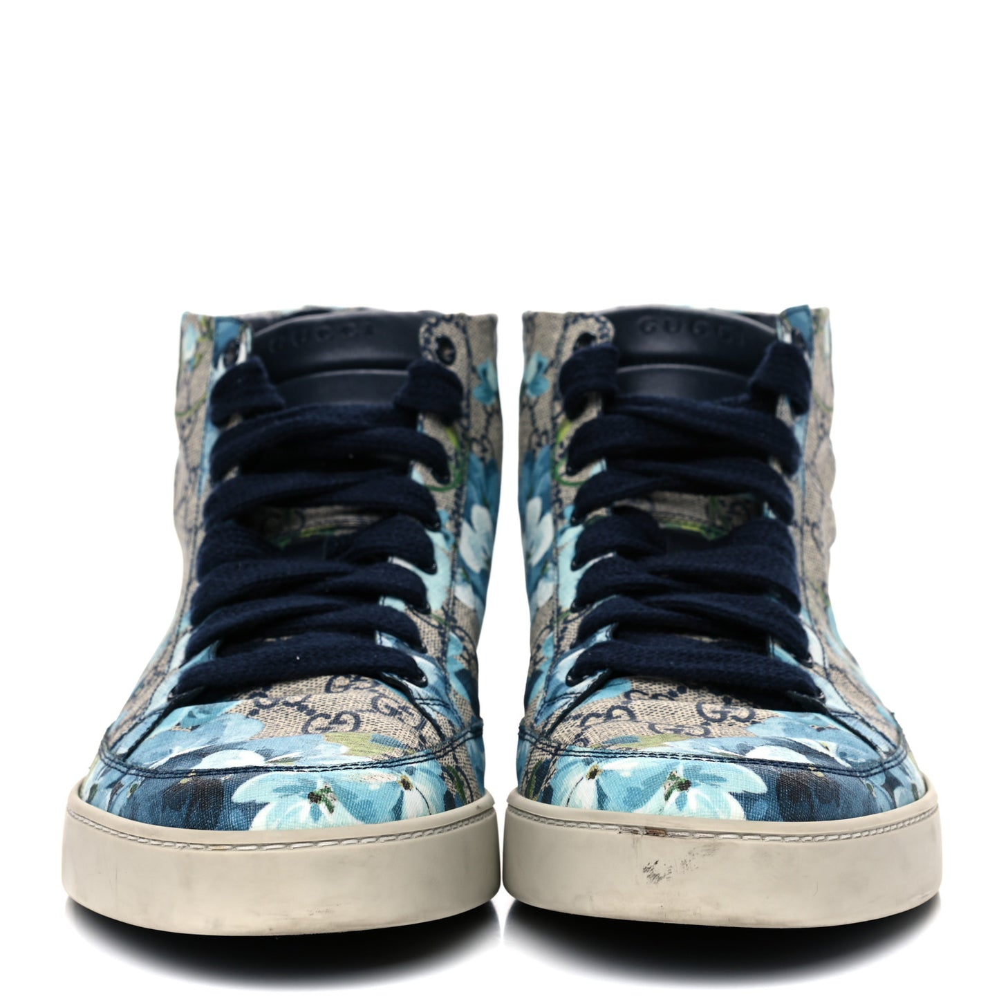 GG Supreme Monogram Blooms Mens High Top Sneakers 12 Beige Blue