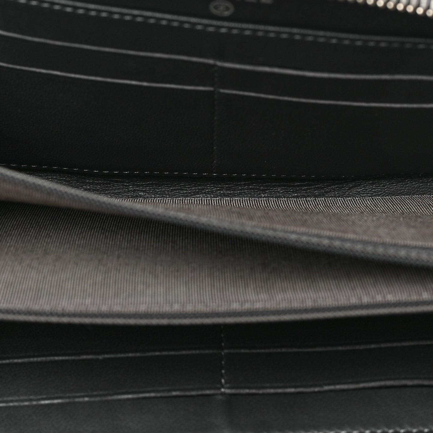 Lambskin Stitched Large Gusset Zip Around Wallet Dark Grey