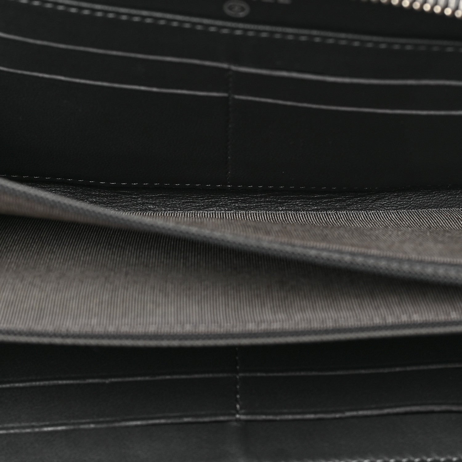 Chanel Lambskin Stitched Large Gusset Zip Around Wallet Dark Grey 5 of 7