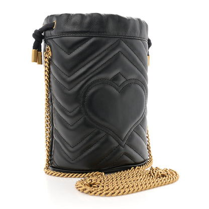 Gucci Calfskin Matelasse Mini GG Marmont 2.0 Bucket Bag Black 3 of 10