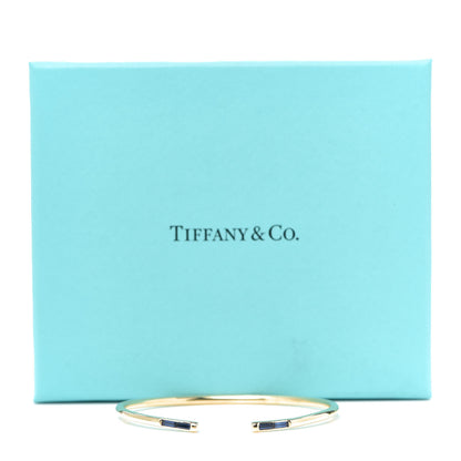 Tiffany 18K Yellow Gold Blue Sapphire Sparklers Wire Cuff Bracelet 5 of 5