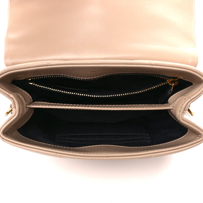 Saint Laurent Calfskin Y Quilted Monogram Toy Loulou Crossbody Bag Dark Beige 5 of 14