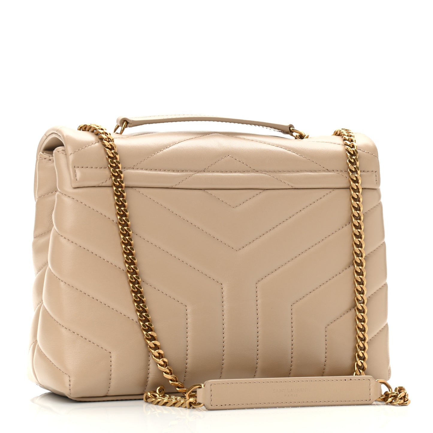 Calfskin Y Quilted Monogram Small Loulou Chain Satchel Dark Beige
