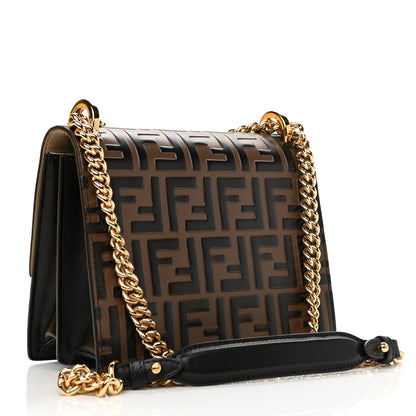 Fendi Vitello Liberty Bi-Color FF 1974 Embossed Small Kan U Shoulder Bag Maya Black 3 of 11