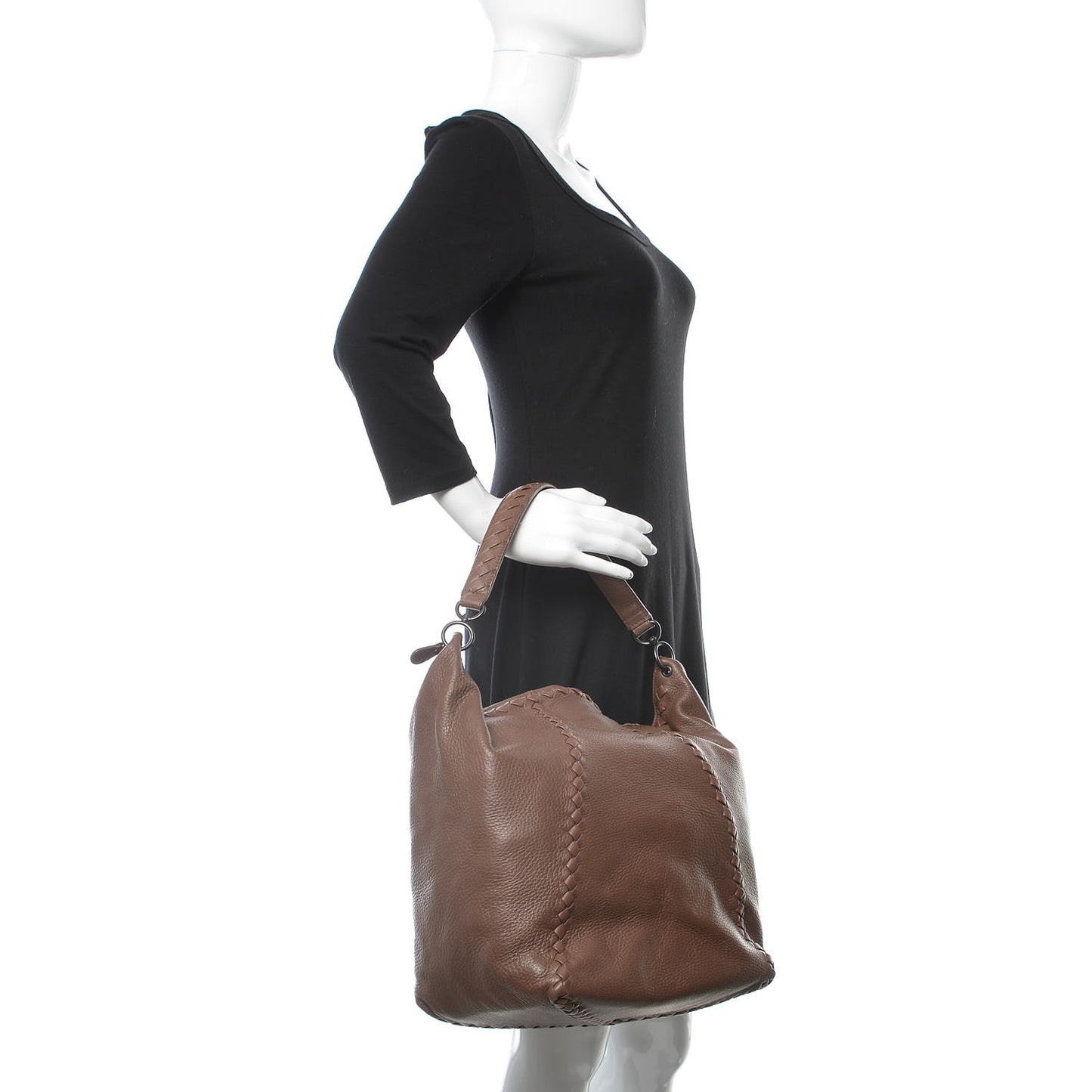 Washed Cervo Deerskin Loop Hobo Bag Elephant