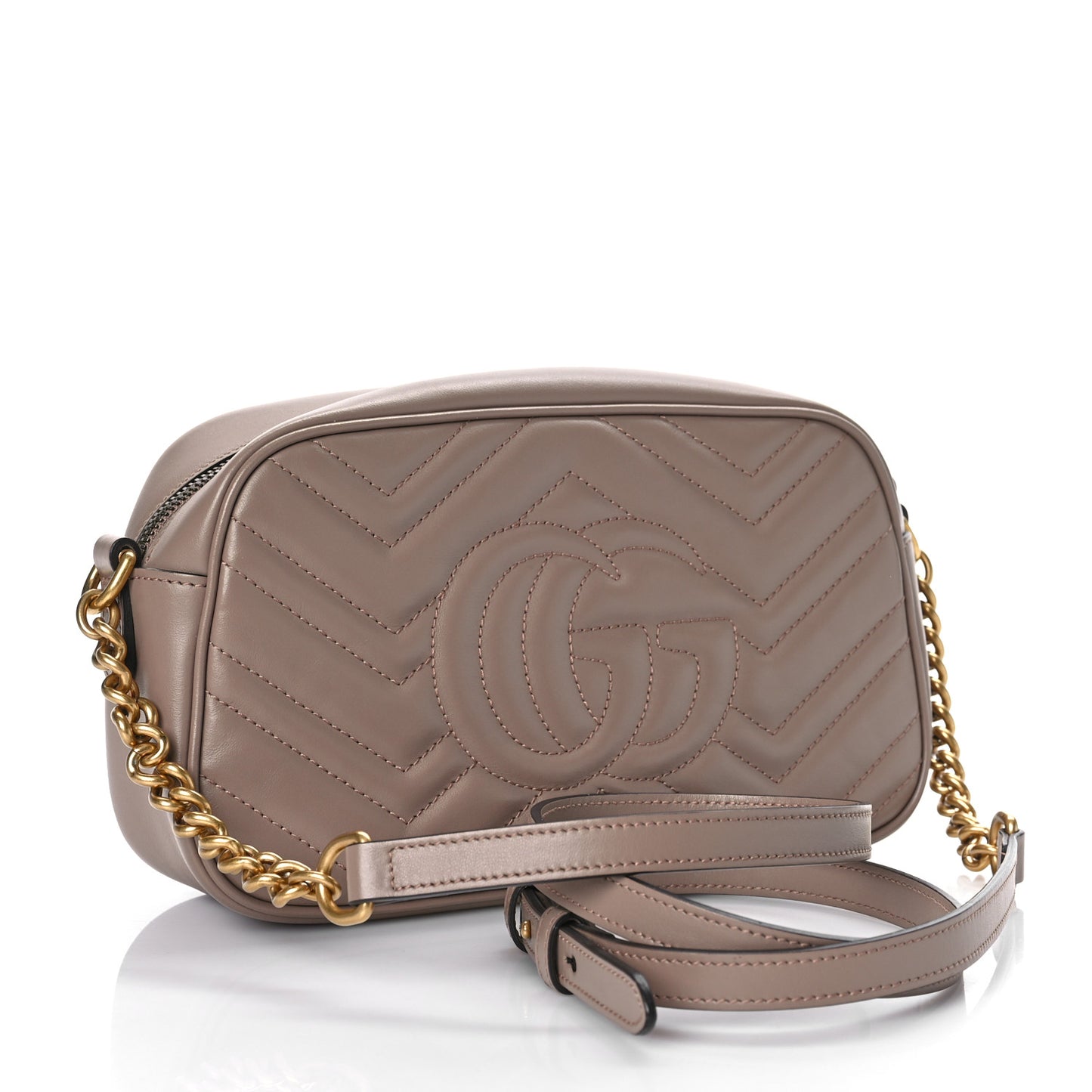 Calfskin Matelasse Small GG Marmont Chain Shoulder Bag Porcelain Rose