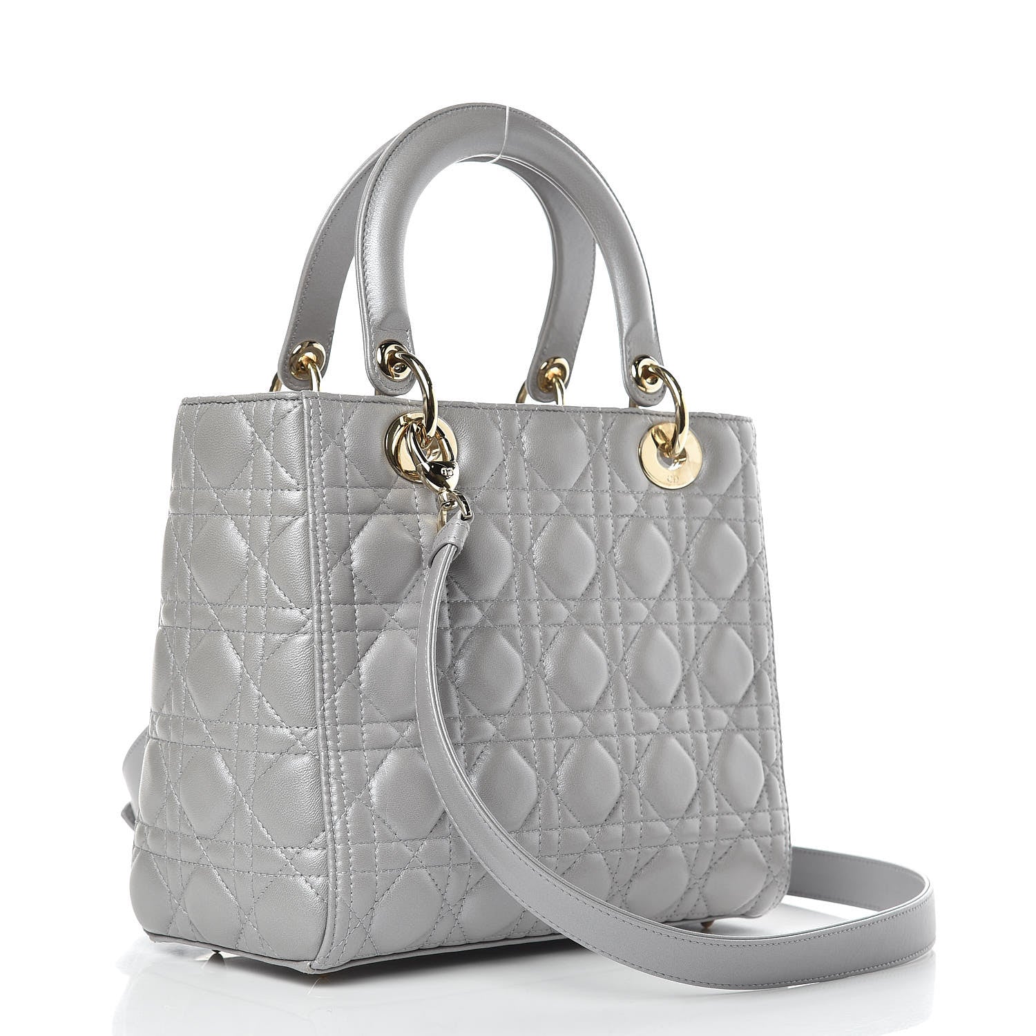 Christian Dior Lambskin Cannage Medium Lady Dior Grey 3 of 12