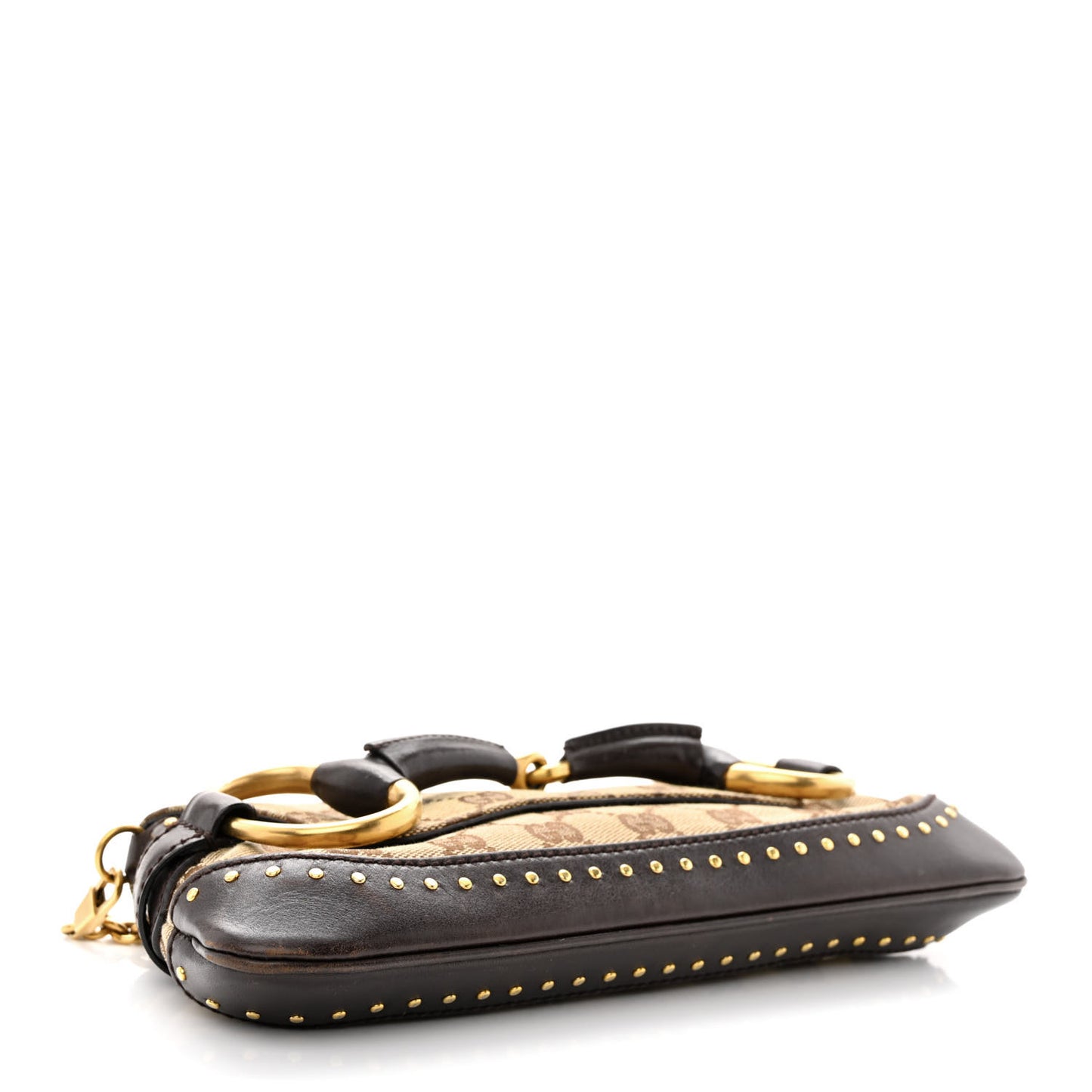 Monogram Studded Small Horsebit Clutch Dark Brown