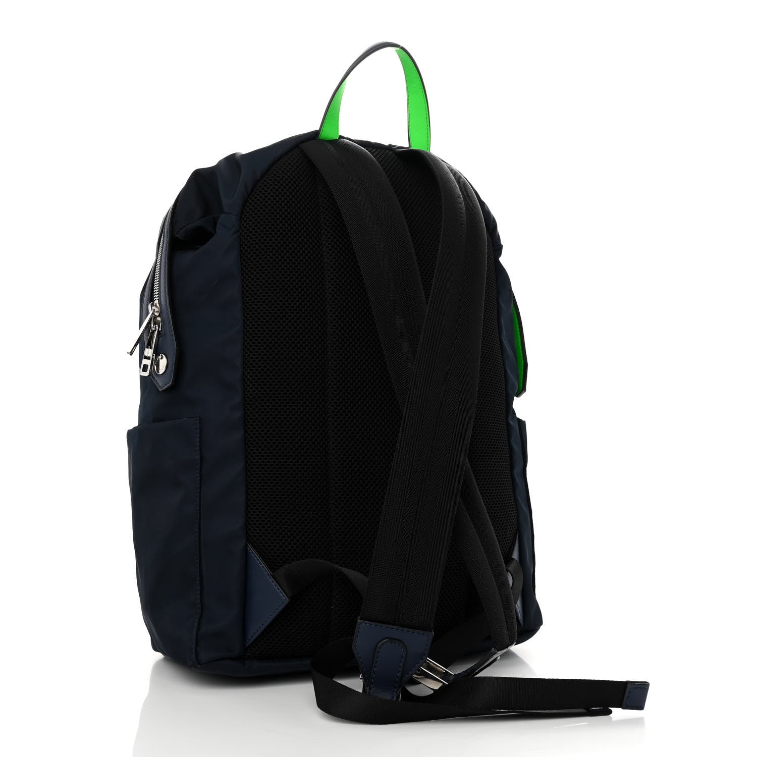 Fendi Nylon Vitello Century I See You Bug Eyes Backpack Dark Blue Fluo Green 3 of 10