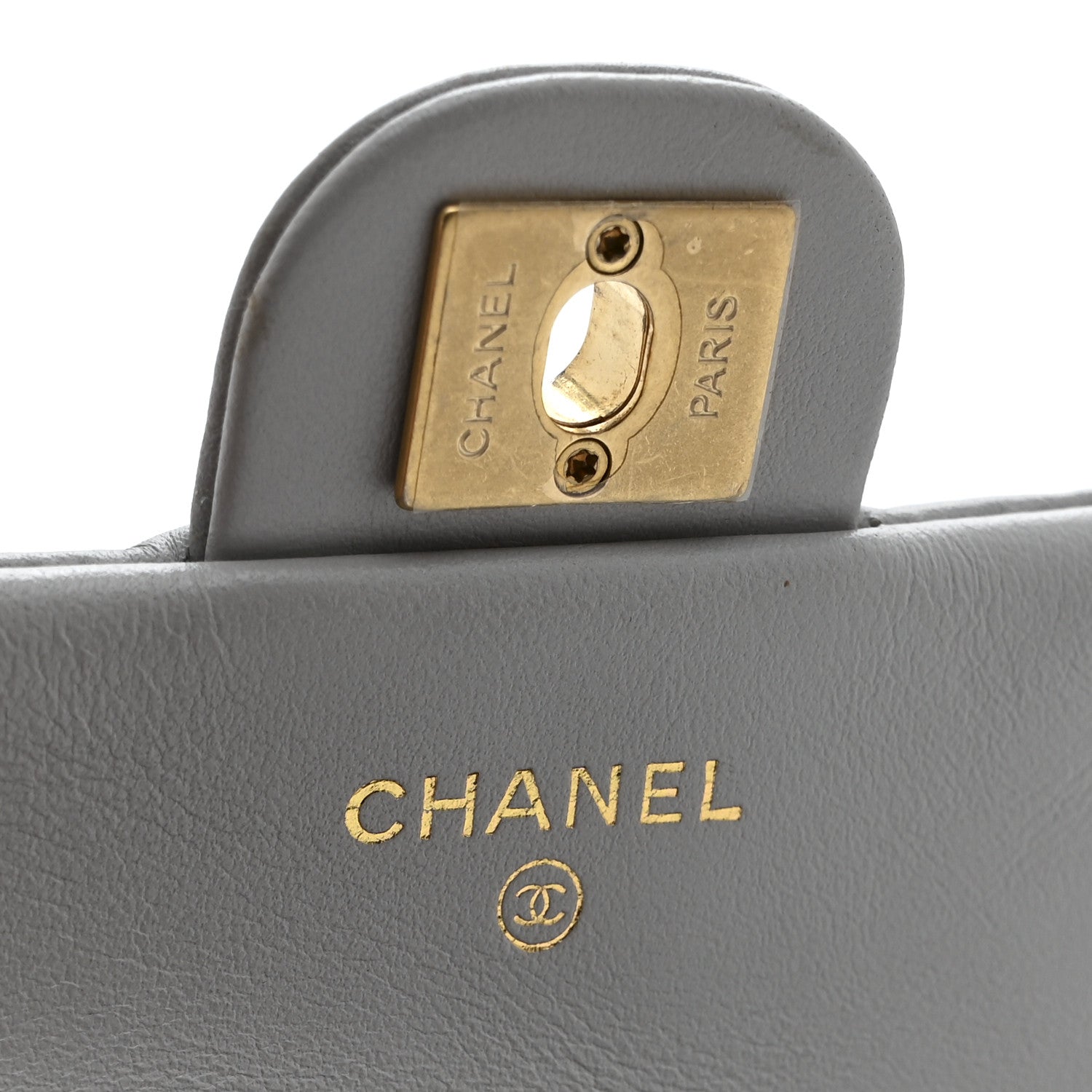 Chanel Calfskin Quilted Lady Handle Flap Card Holder With Chain Grey 6 of 13