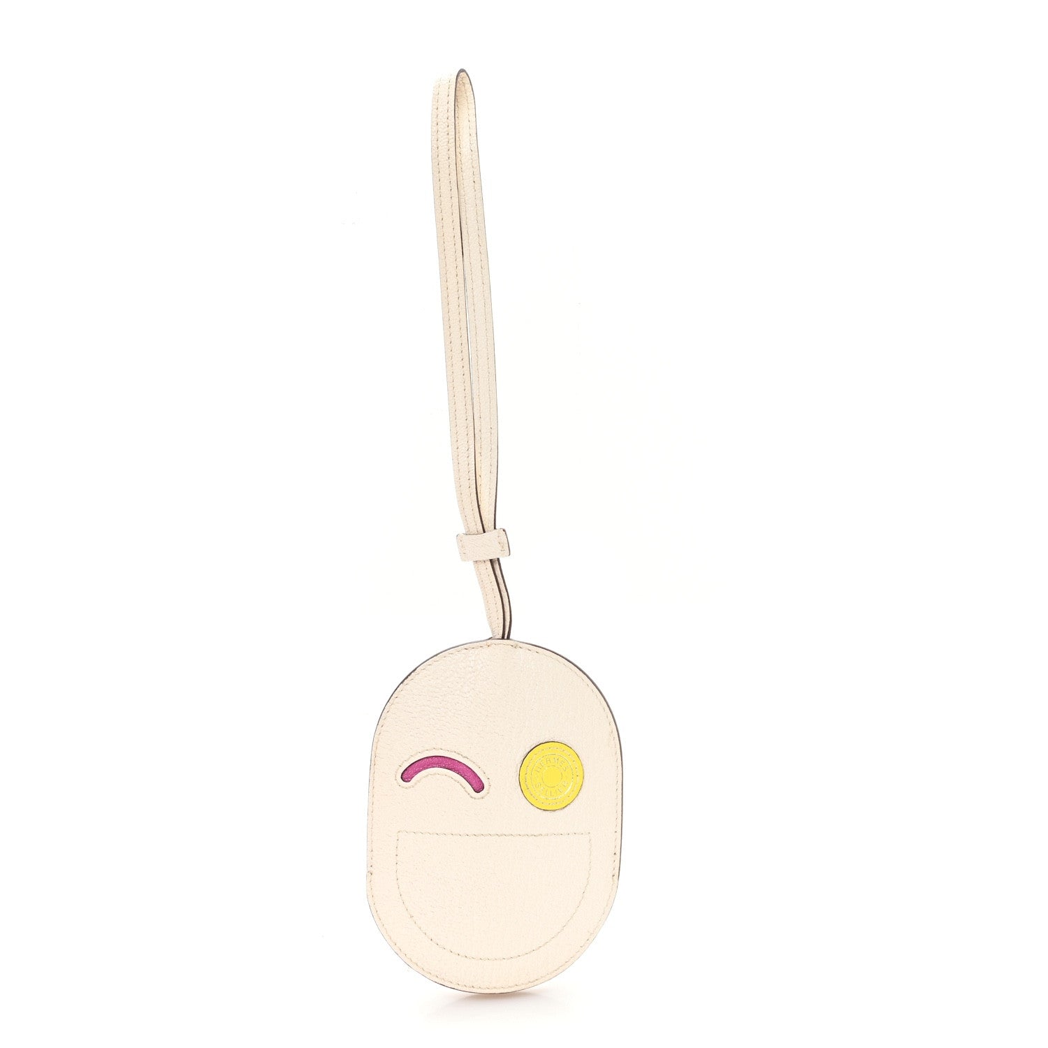 Hermes Chevre Mysore In-The-Loop Wink Key Ring Nata Rose Pourpre Jaune Citron 1 of 6