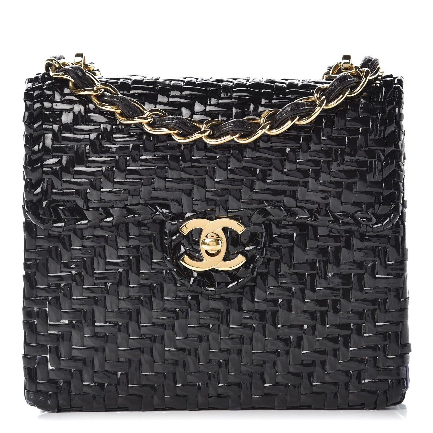 Patent Woven Mini Flap Black