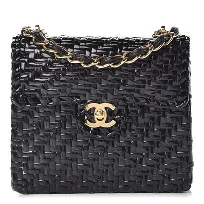 Chanel Patent Woven Mini Flap Black 1 of 11