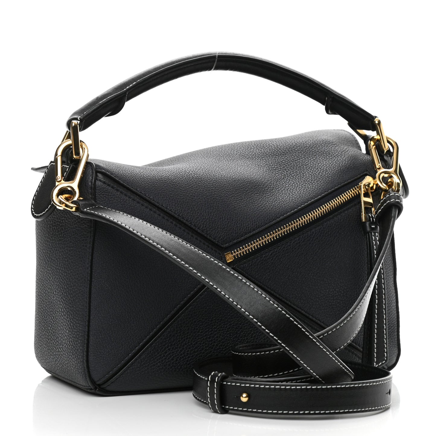 Calfskin Small Puzzle Bag Midnight Blue Black