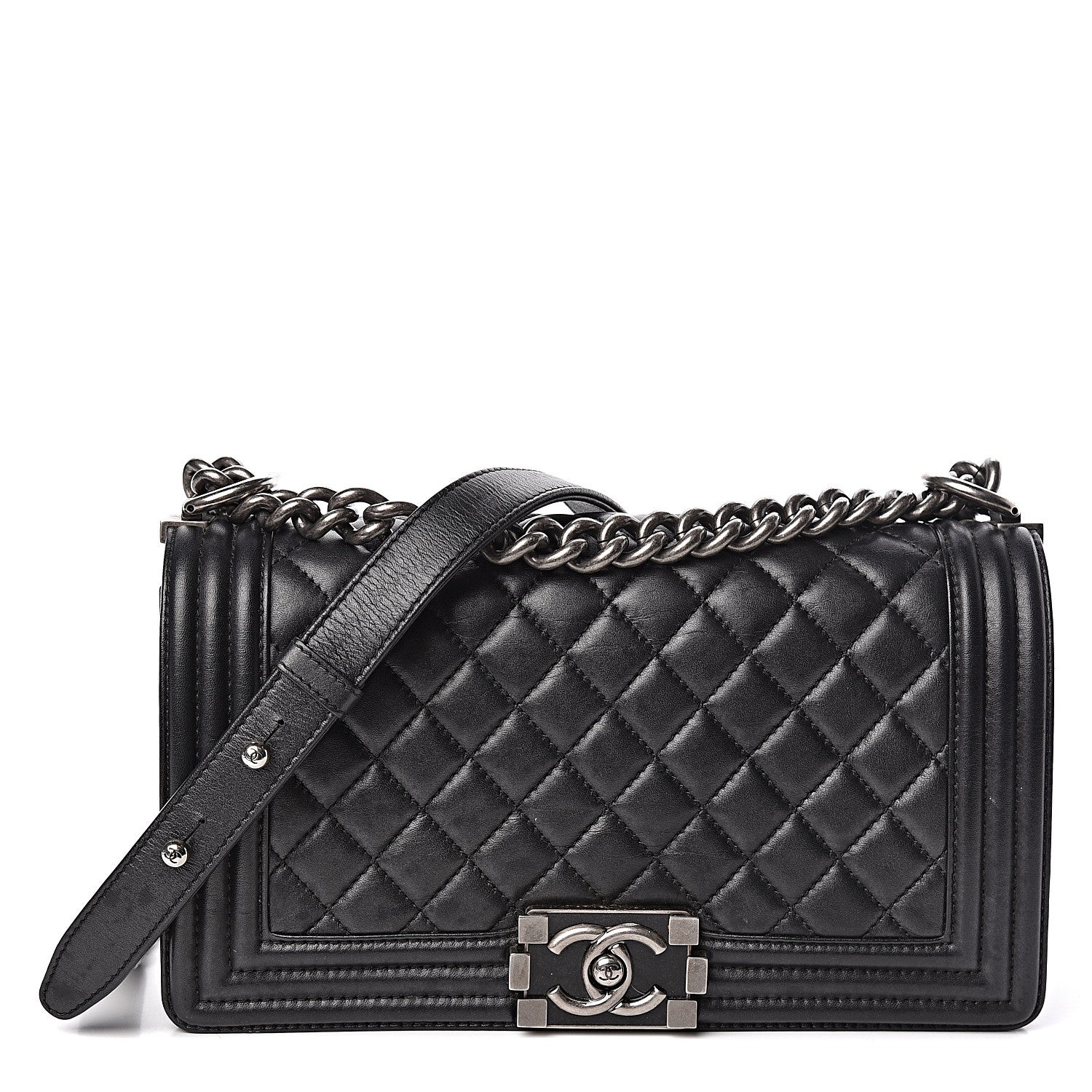 Chanel Lambskin Quilted Medium Boy Flap Black 1 of 20