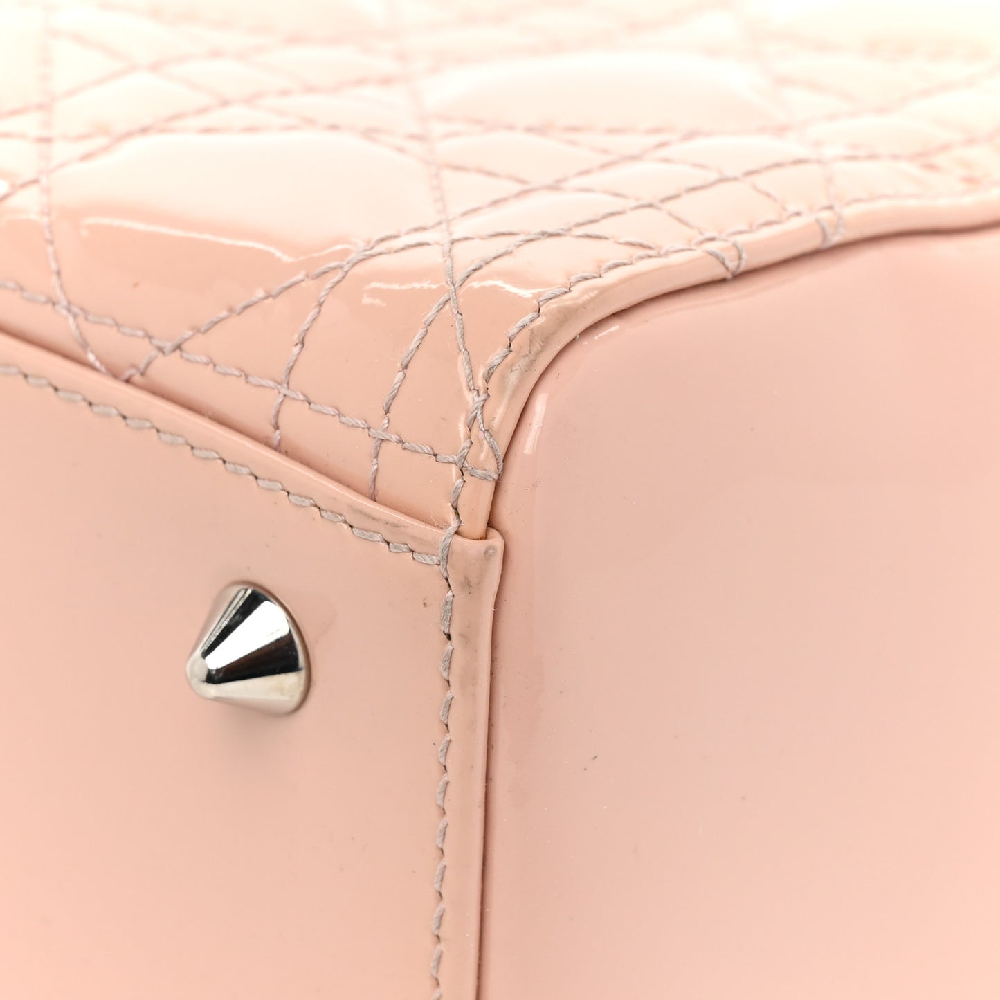 Patent Cannage Medium Lady Dior Rose Clair
