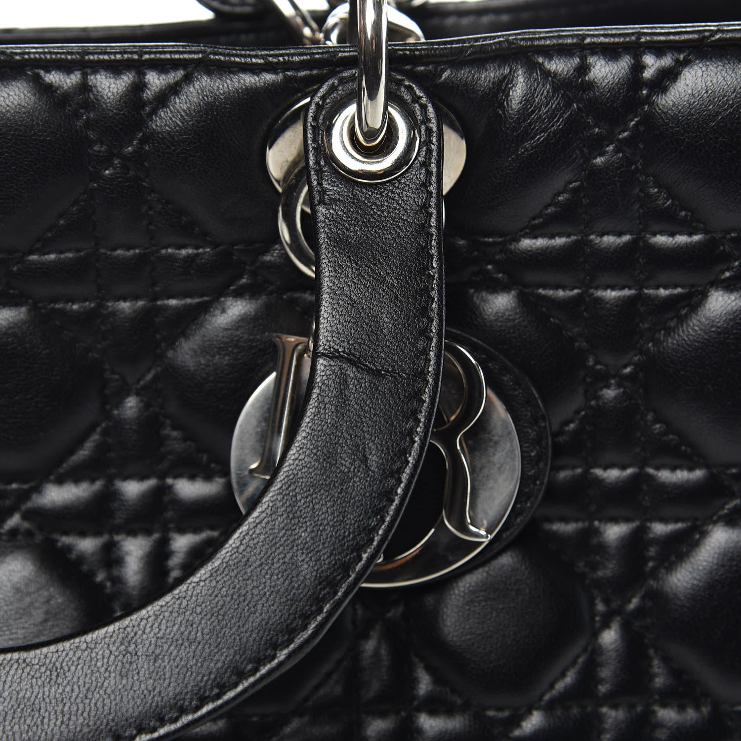 Christian Dior Lambskin Cannage Large Lady Dior Black 10 of 11
