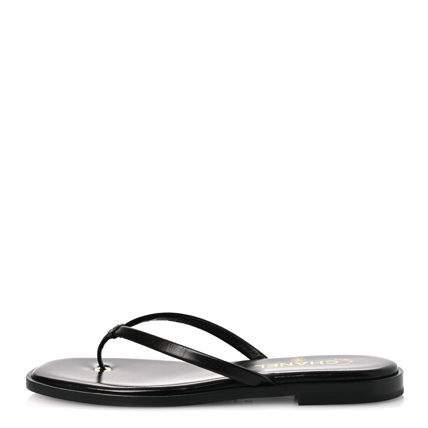Goatskin CC Times Square Thong Sandals 38 Black