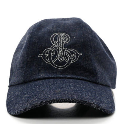 Hermes Cotton Denim Embroidered Davis Emile Hat 58 Indigo 3 of 9