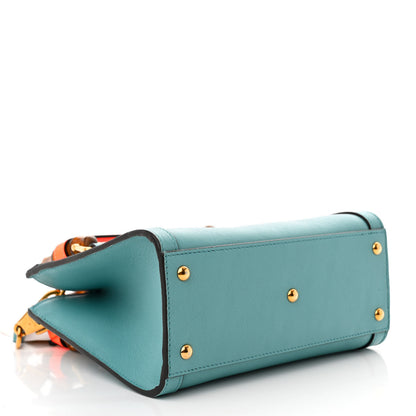Gucci Wonka Grain Calfskin Mini Diana Tote Bag Dusty Azure Orange Fluo 4 of 10
