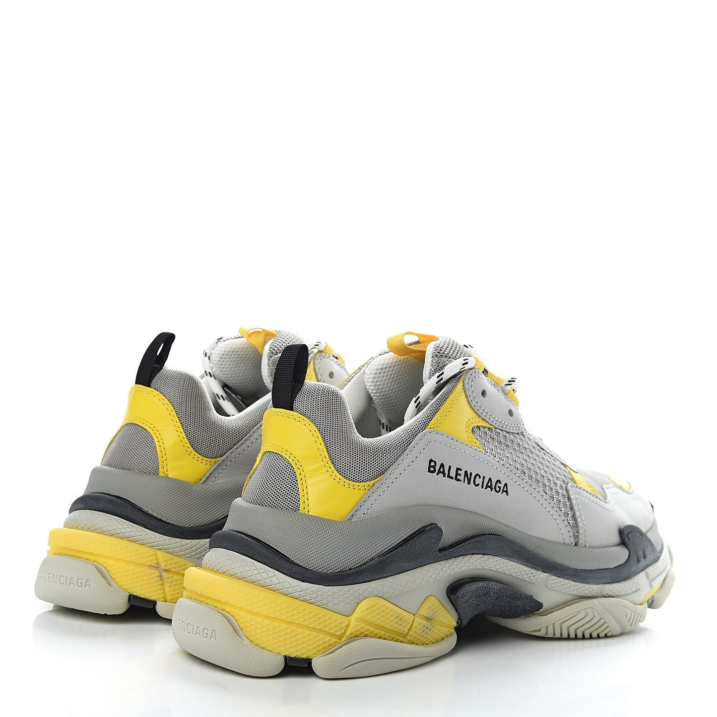 Fabric Mesh Mens Triple S Sneakers 38 Yellow Grey White