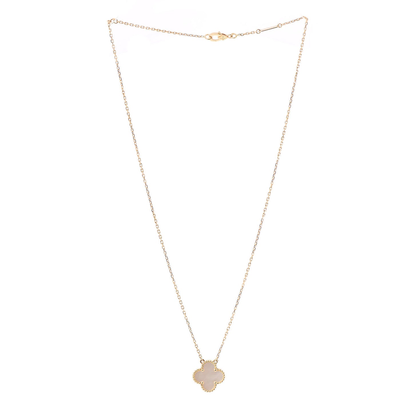 18K Yellow Gold Mother of Pearl Vintage Alhambra Pendant Necklace