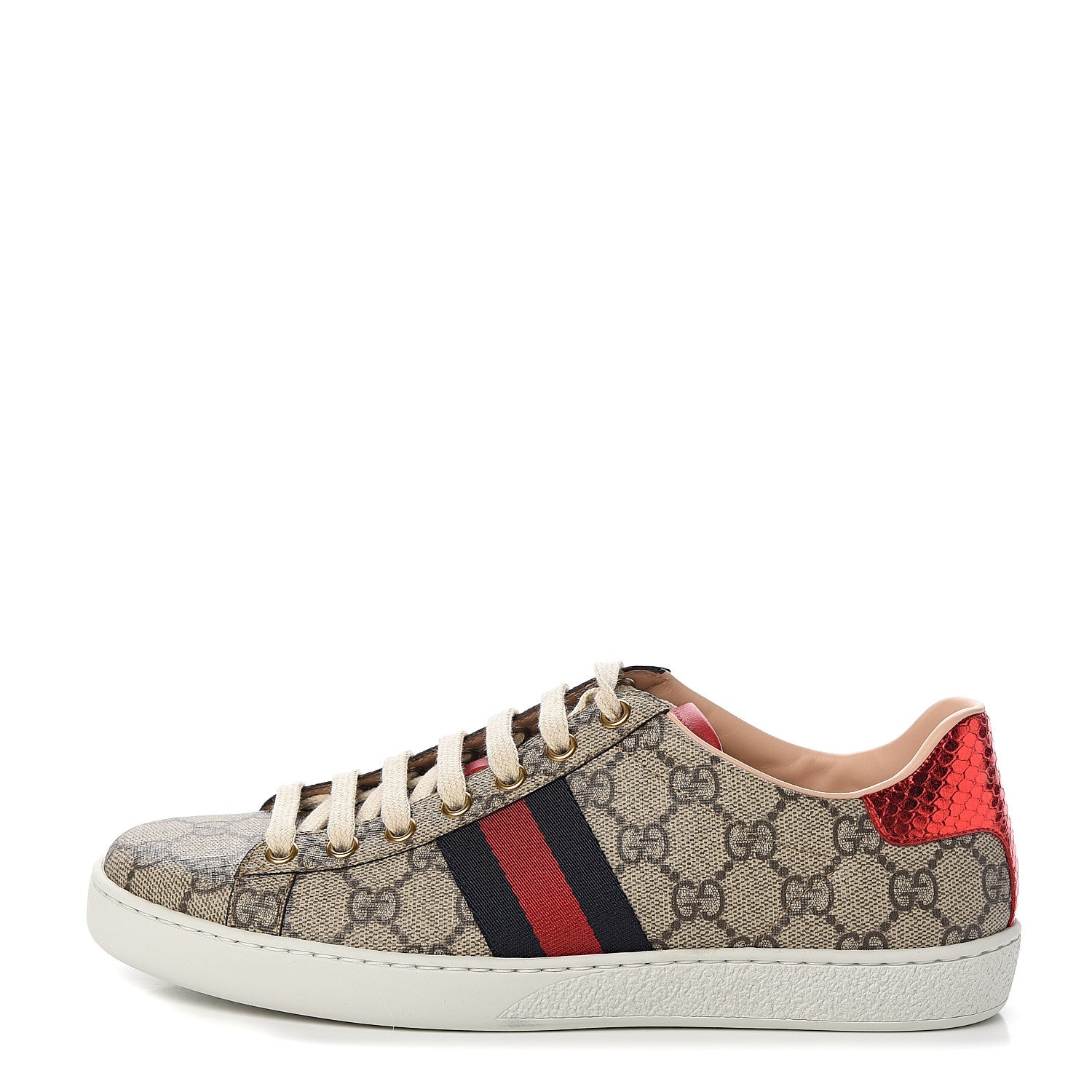 Gucci GG Supreme Monogram Womens Ace Low-Top Sneaker 37.5 Beige 1 of 9