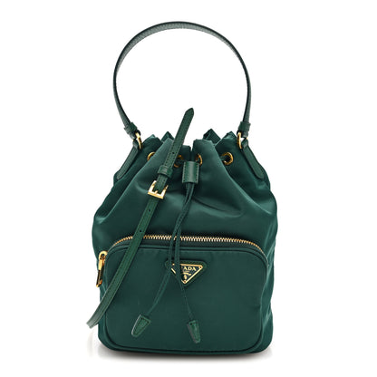 Prada Nylon Vela Saffiano Mini Bucket Crossbody Bag Oleandro 1 of 9