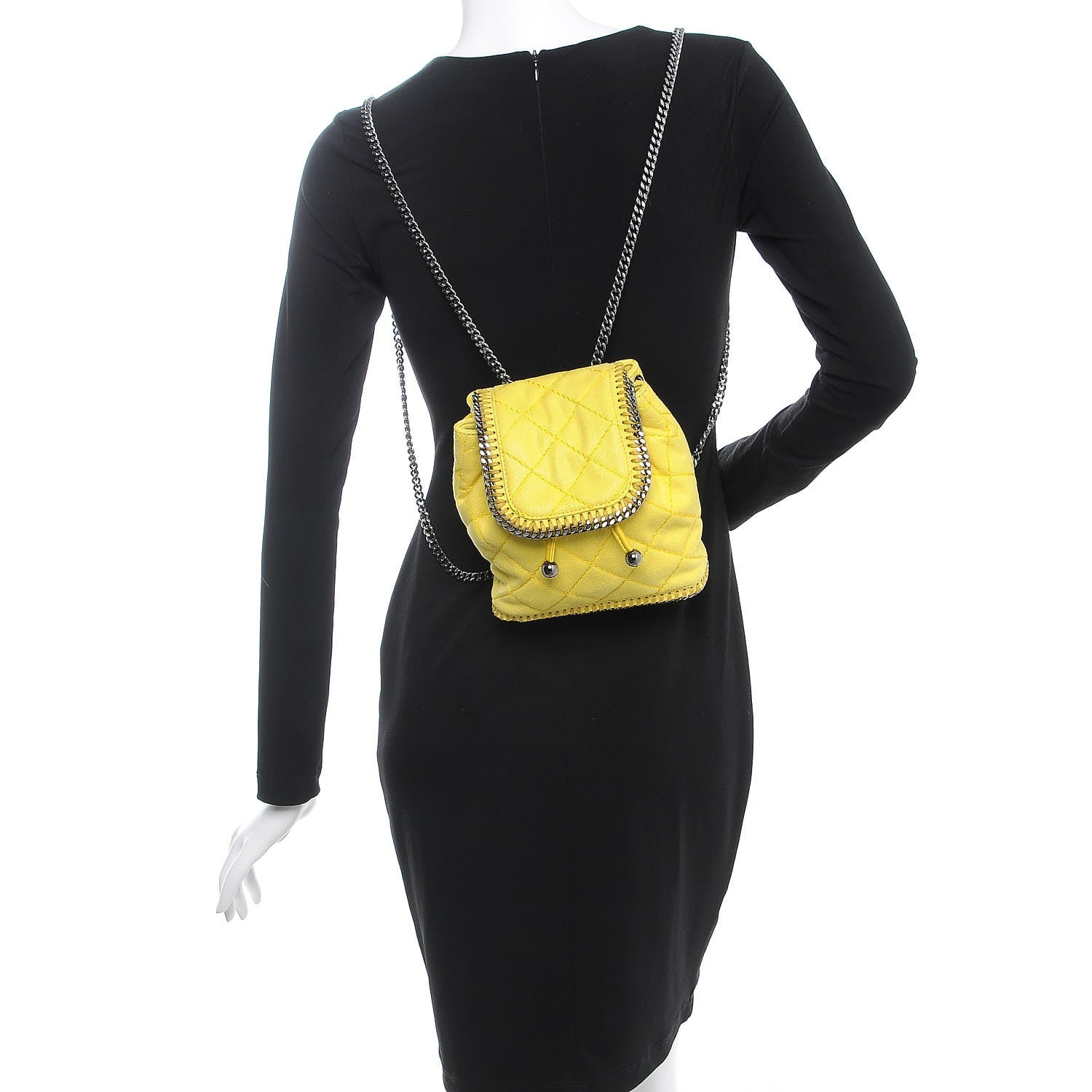 Stella McCartney Shaggy Deer Quilted Mini Falabella Backpack Canary 2 of 8
