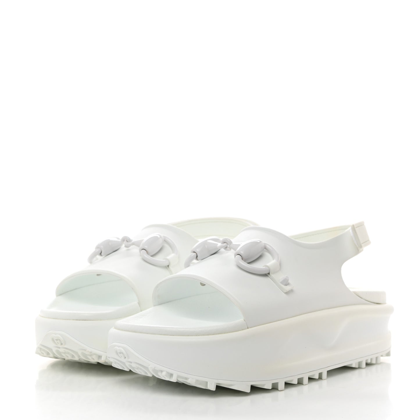 Soft Rubber Horsebit Touch Womens Strapped Sandals 38 Great White