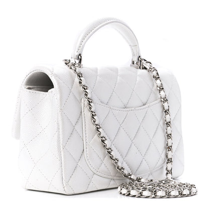 Chanel Iridescent Caviar Quilted Mini Top Handle Rectangular Flap White 3 of 13